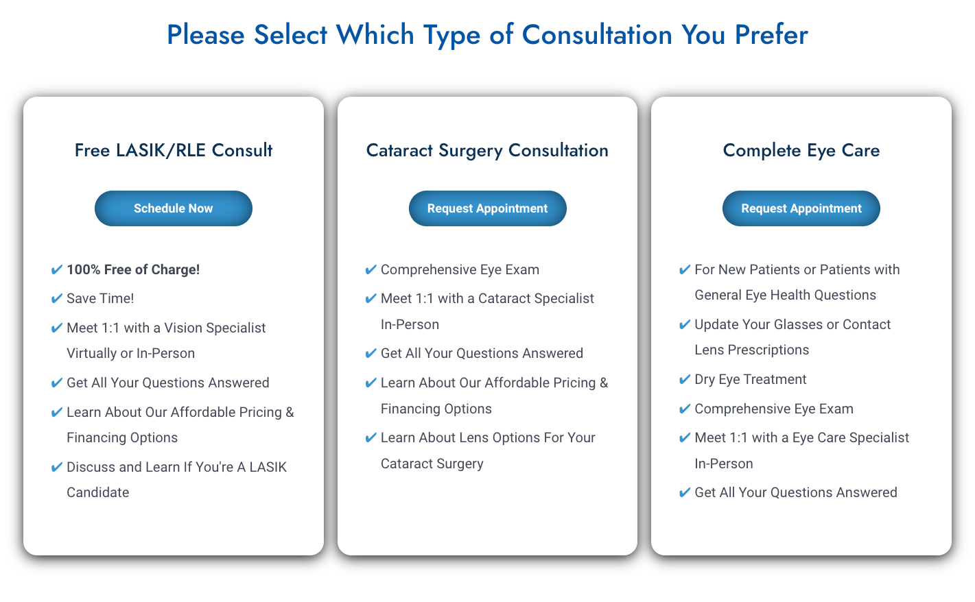 Spector Eye Care Online Scheduler